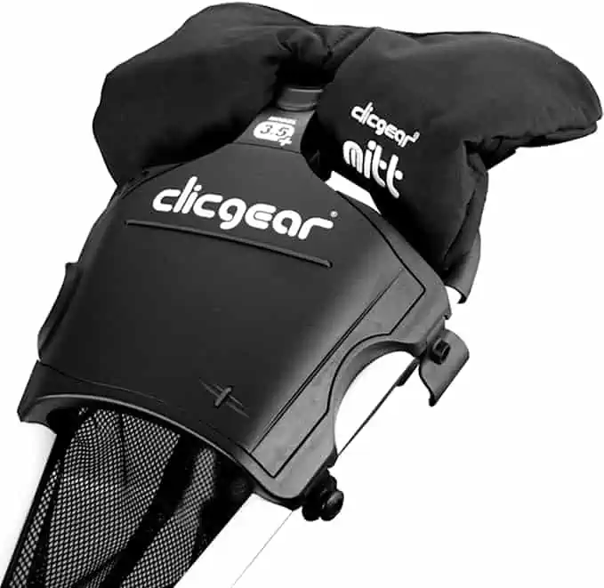 Best Golf Push Cart Mitts by Clicgear Push Cart Mitts (Men's Cgm001).  Black with white lettering.  