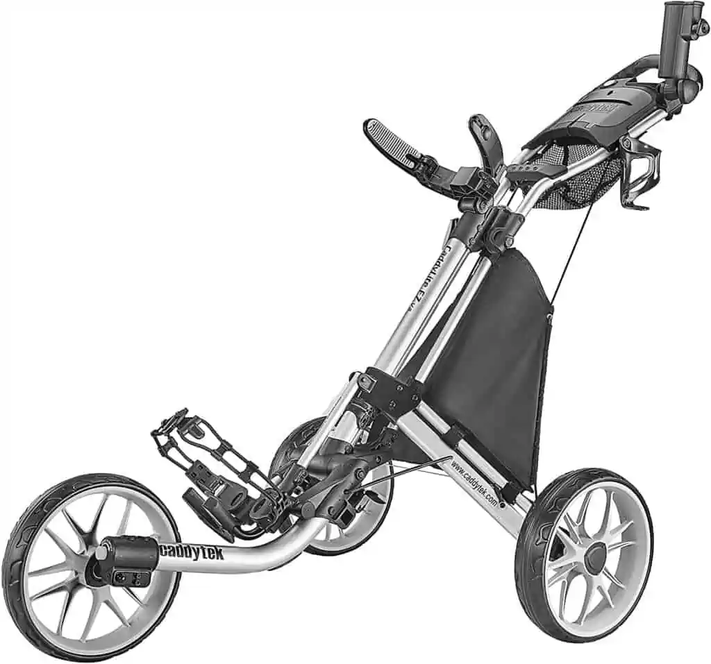 Push-Pull Golf Carts, Best Golf Push Cart with Cooler - CaddyTek 3 Wheel Golf Push Cart. Best Push Carts for Golf
