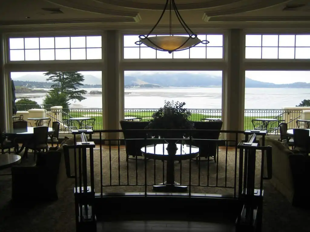 The Lodge at Pebble Beach Golf Links.  Interior view that overlooks gorgeous views of the water. 