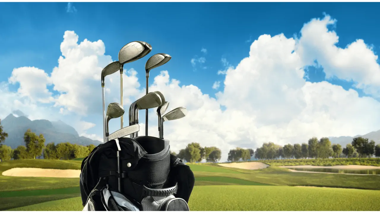 14 Slot Golf Bags Article with photo of a golf bag and golf course in the background.