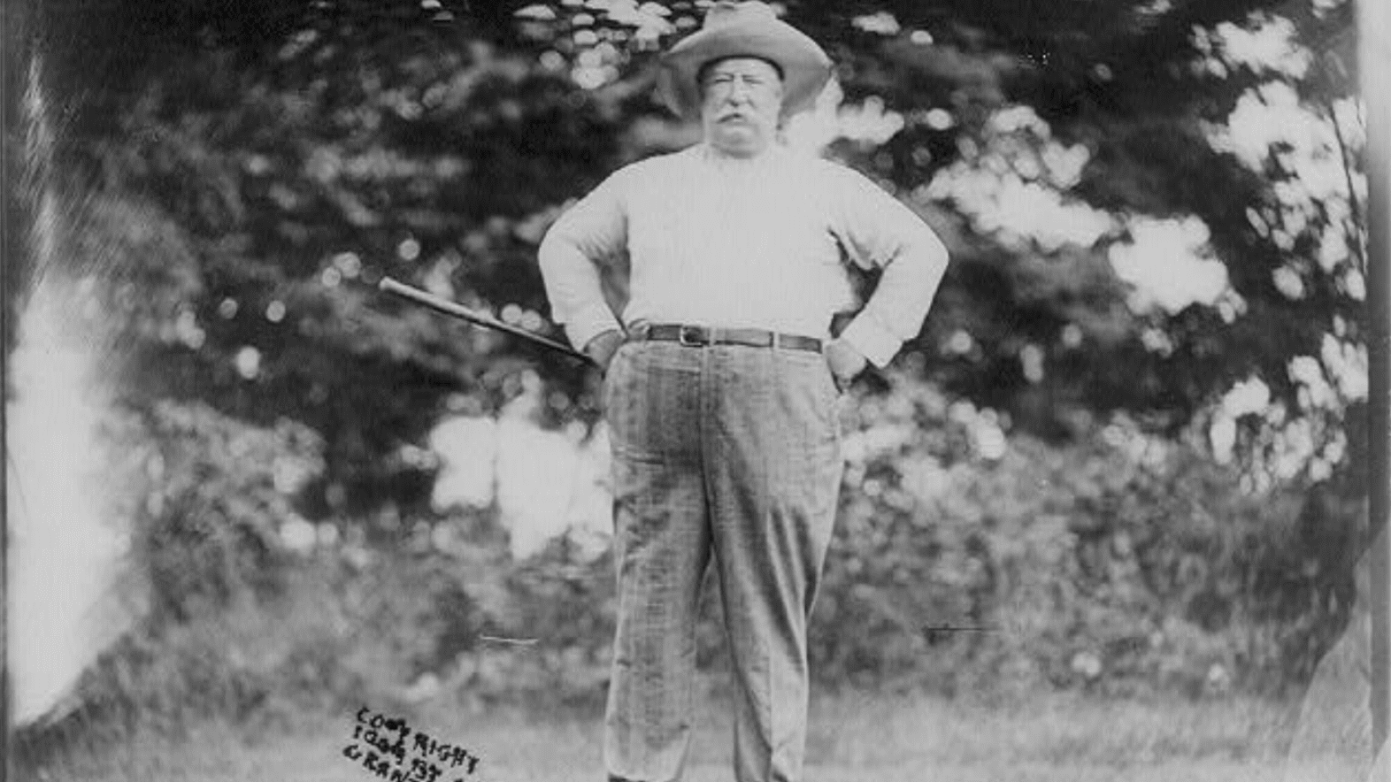 Political Golf Cartoon article on Presidential Golfers such as William Taft shown here with his golf club in hand.