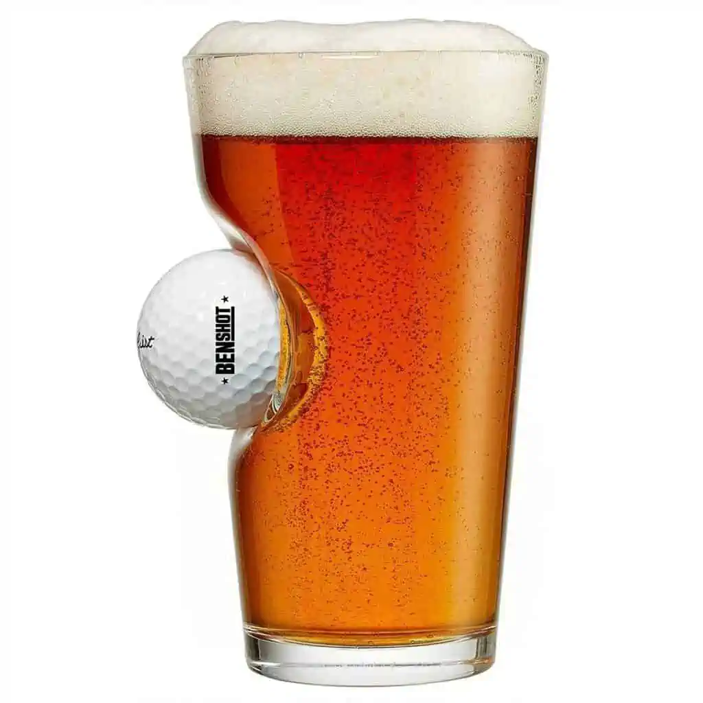 Pint Glass With Real Golf Ball