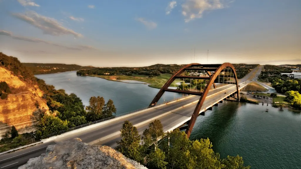 Austin 360 Bridge with views of the Austin Country Club