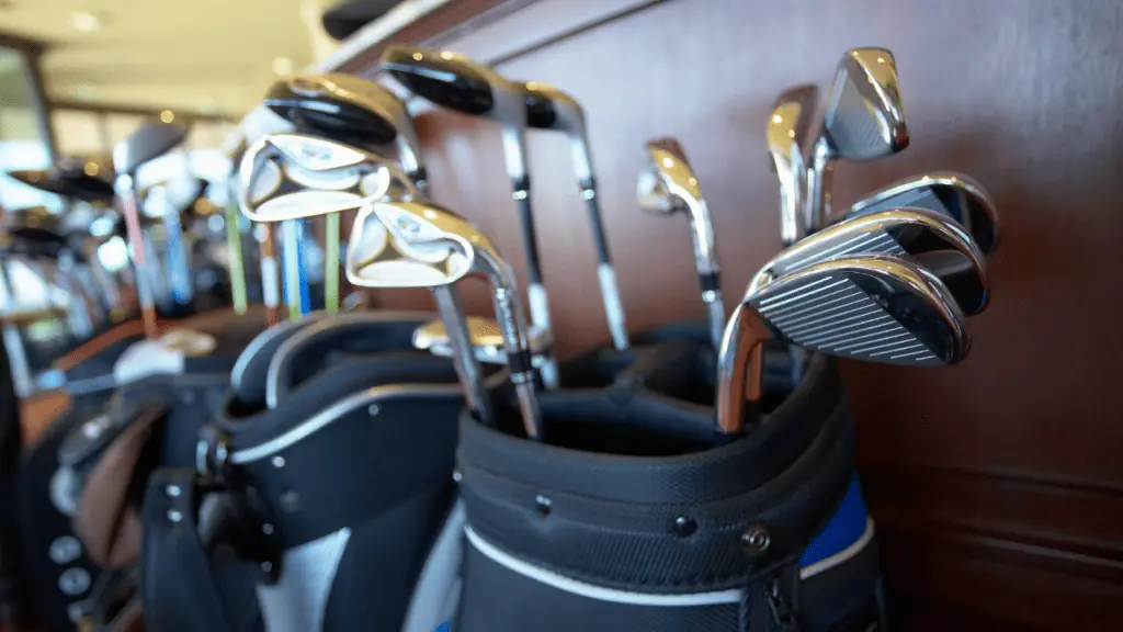 golf clubs in a golf store