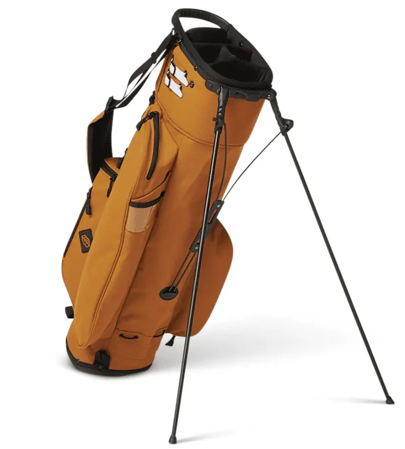 Jones golf bag in orange with legs