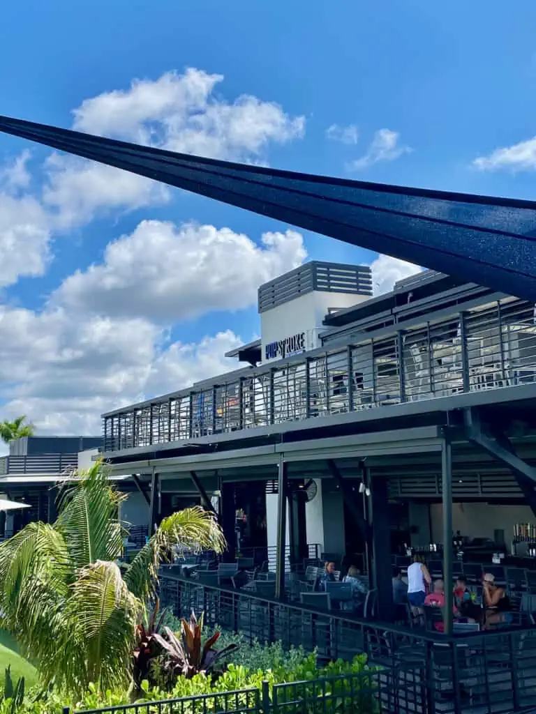 PopStroke Restaurant and view of the rooftop bar at the PopStroke Sarasota location, not your traditional mini golf course
