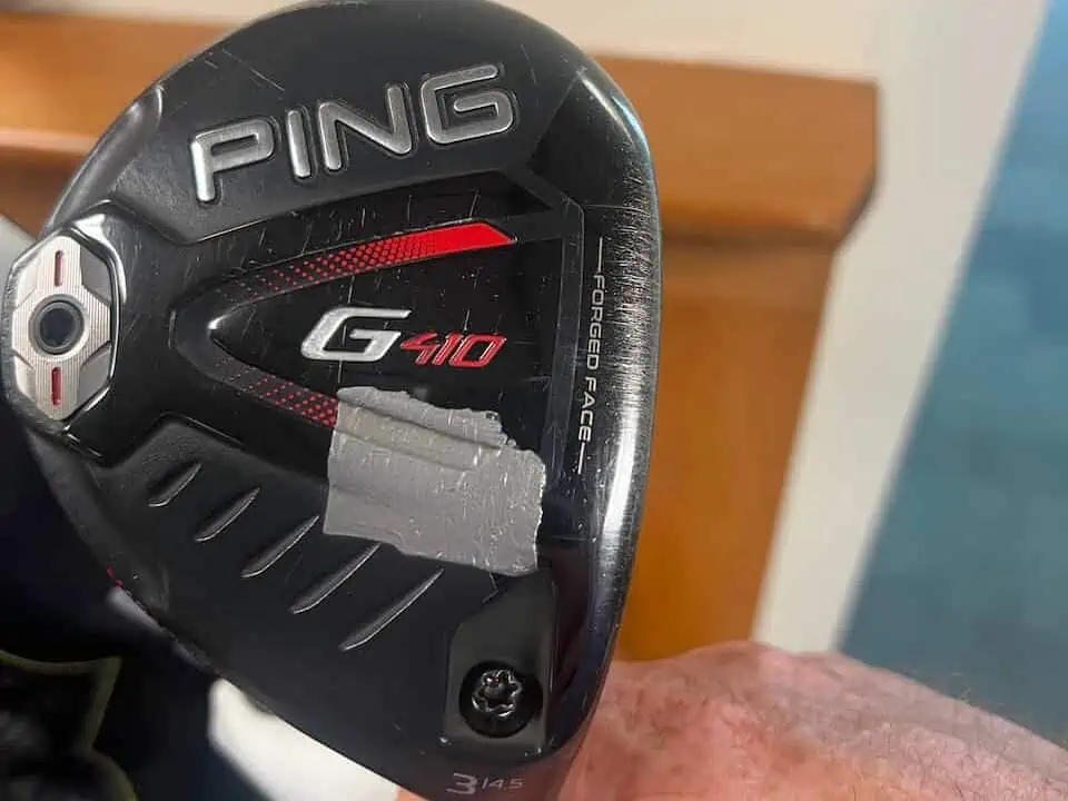 Lead Tape on Fairway Wood - showing 3 wood, Ping G410 and where to apply lead tape on the club head