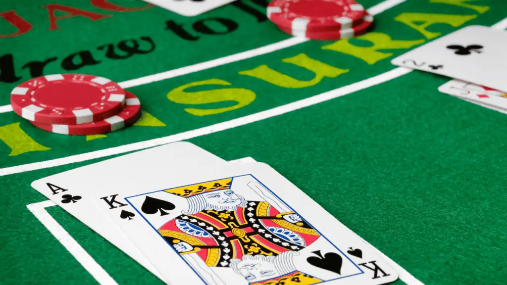 showing a winning game of blackjack which is similar to Nassau golf gambling games