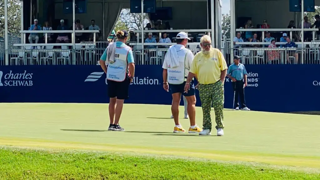 John Daly 2023 smoking on the 18th hole at the PGA Tour Champions, Furyk & Friends Golf Tournament.