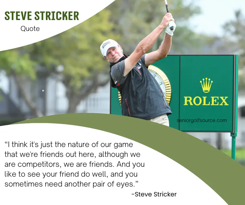 Greatest Golf Quotes of All Time: Golf Friend Quotes - Sharing the Steve Stricker Quote on Friends with a photo of him hitting his drive off the tee.