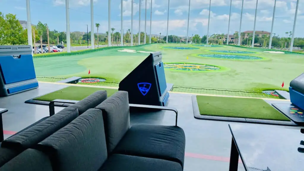 TopGolf course and seating area