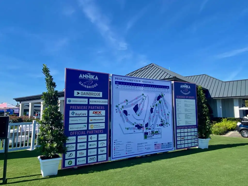 The Annika Golf Club board showing the club layout for viewers