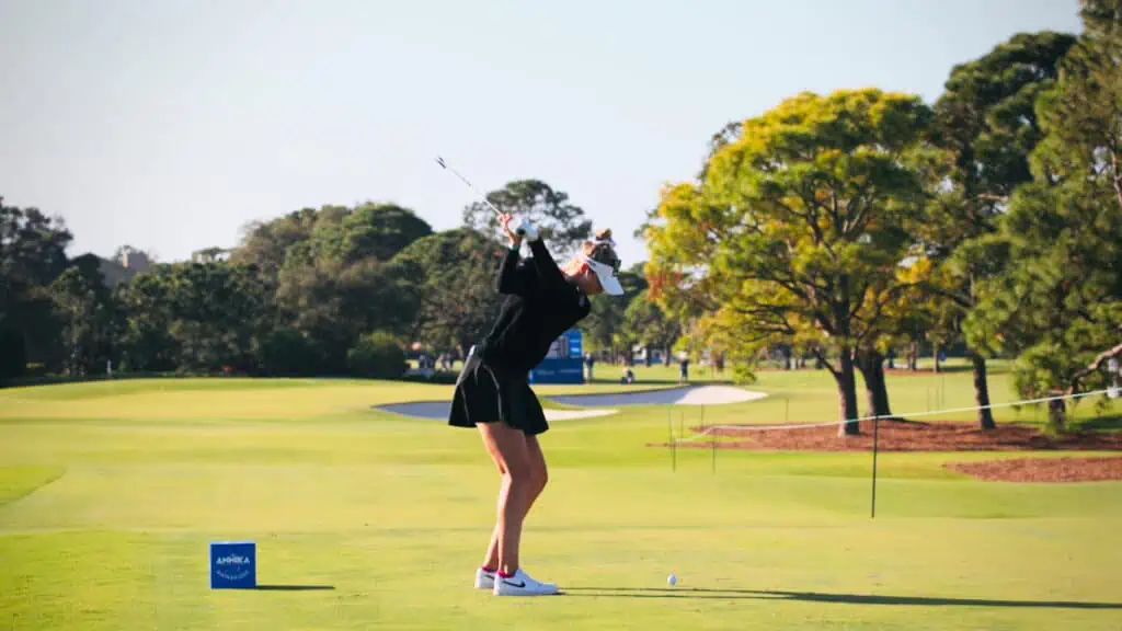 Nelly Korda hitting her irons of the tee