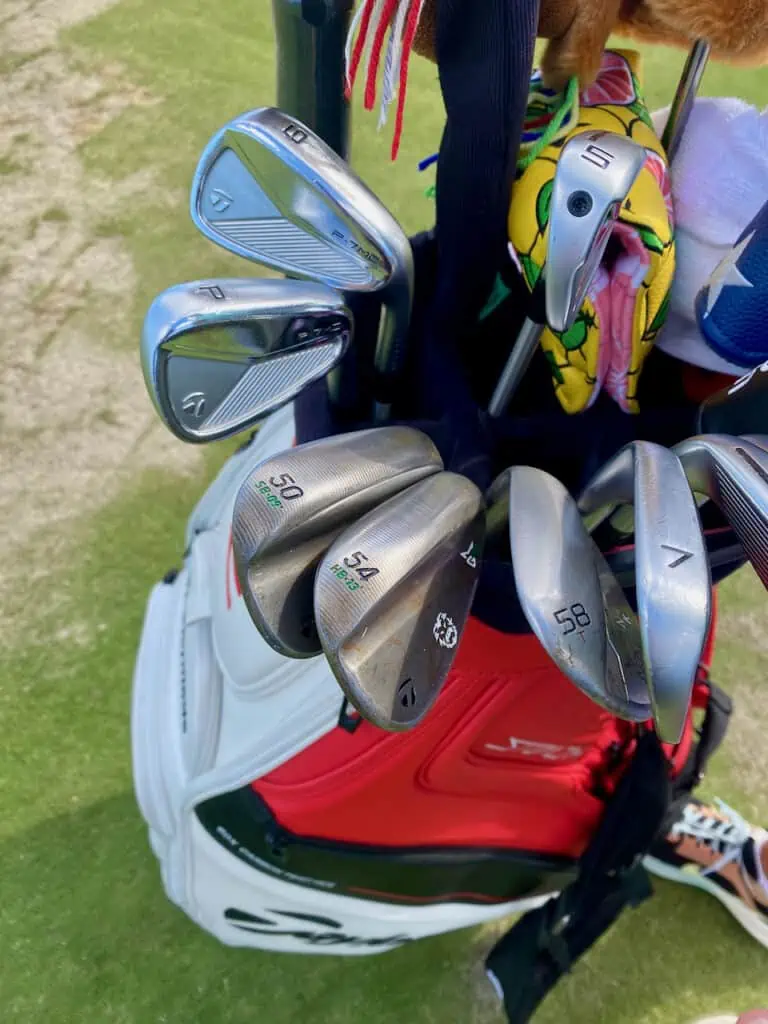 Photo of Nelly Korda's irons in her golf bag