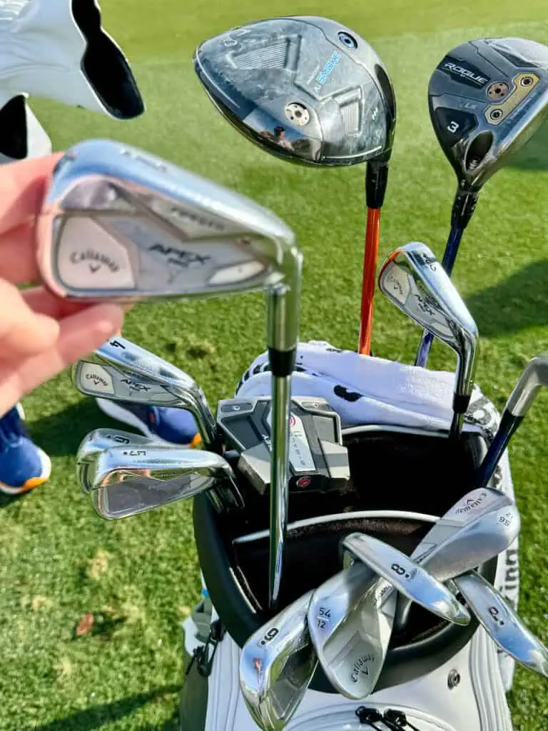 Photo of a golf bag showing the shafts taken by Senior Golf Source