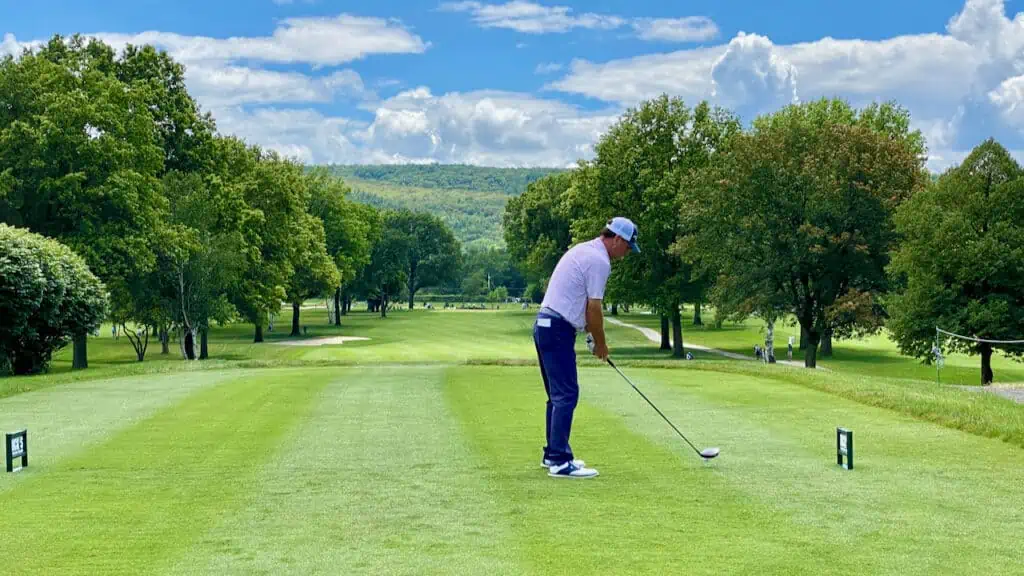 Frazar teeing off in New York with his driver