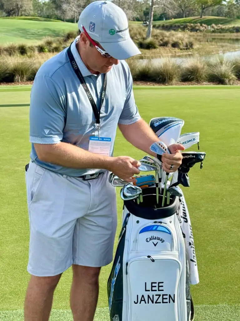 Callaway JAWS Wedges being held up by Janzen's caddie Mike Darby.