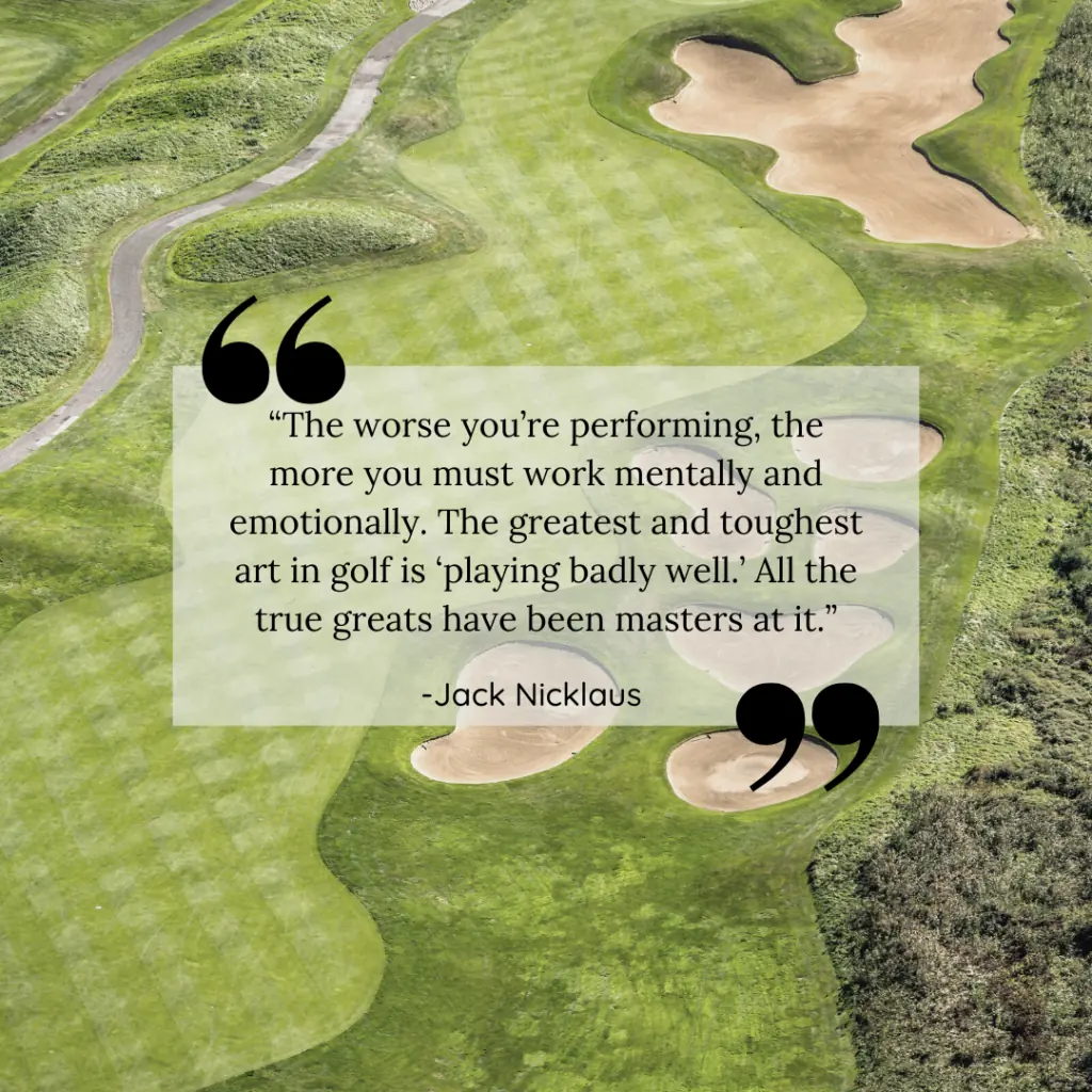 Showing a Jack Nicklaus quote on the importance of the golf mental game with a golf course aerial photo in the background.