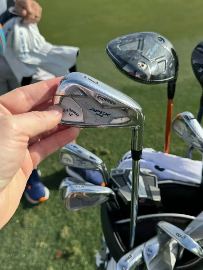 Callaway Apex Pro Forged Irons showing the 7 iron in Lee Jazen what's in the bag close up