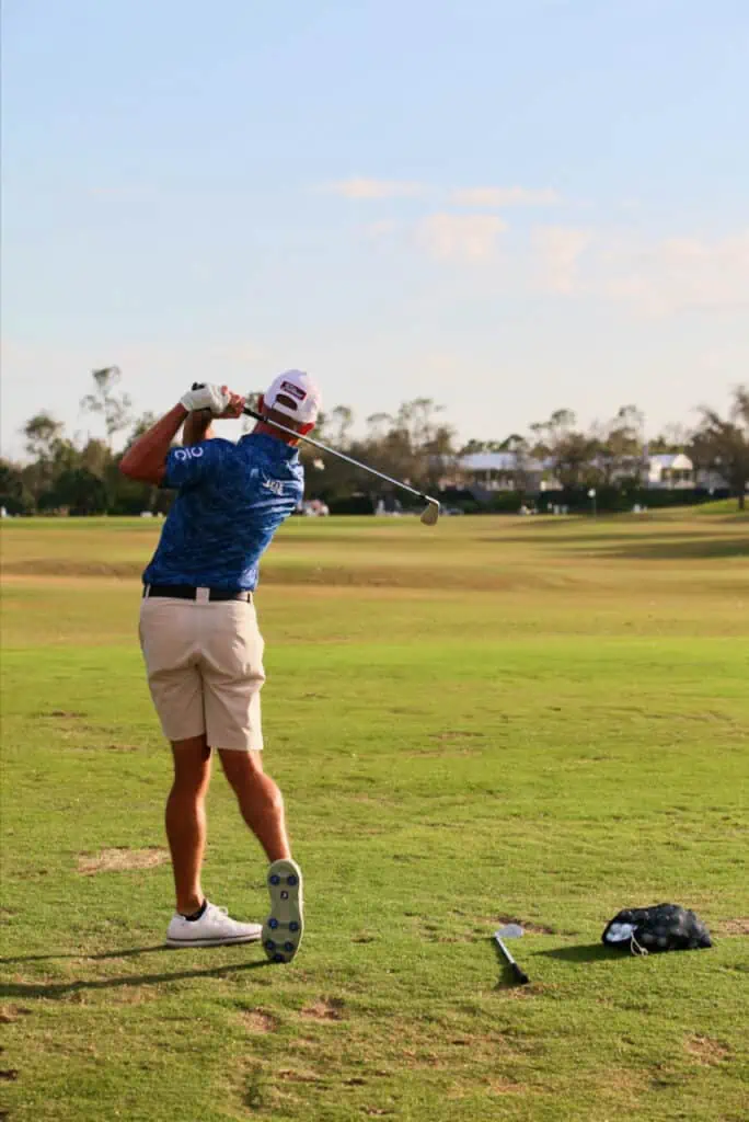 Rob Labritz hitting his irons on the driving range in Naples Florida 