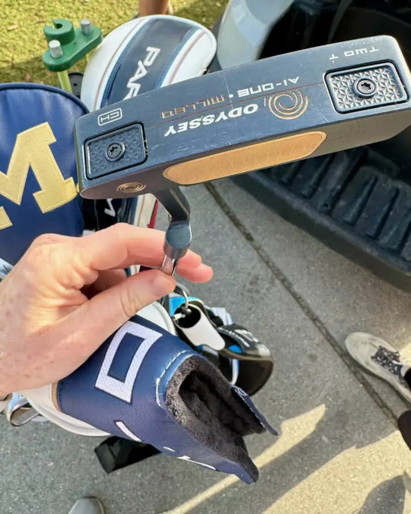 Callaway Odyssey AI-One Milled Putter shown in the golf bag of Rod Pampling