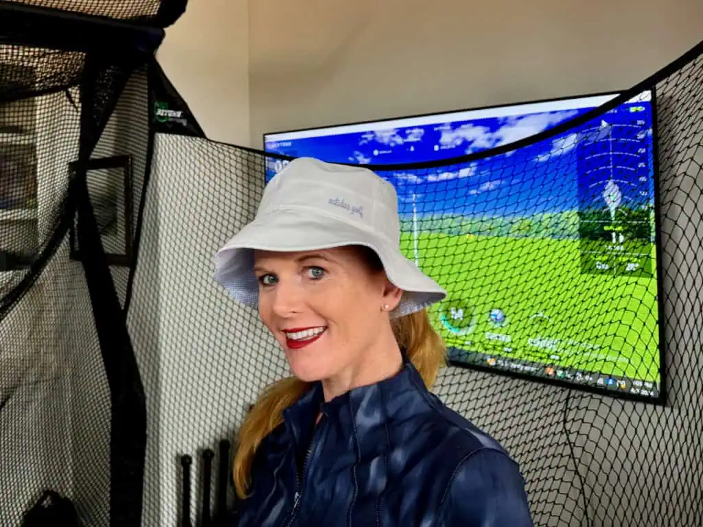 Adidas Reversible PonyTail Sun Bucket Golf Hat worn by Erin, best women's golf hats for sun protection 