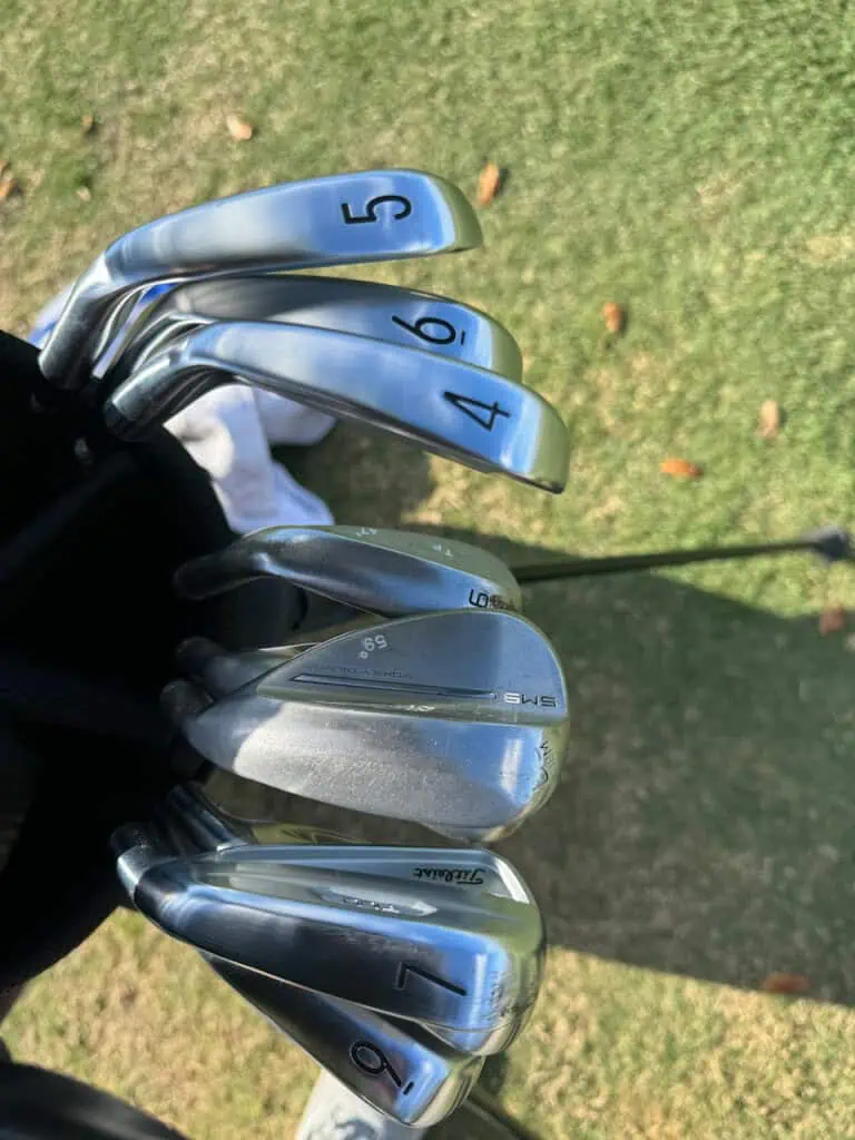Titleist Forged T100 Irons in Tom Pernice Jr what's in the bag shown in 2024