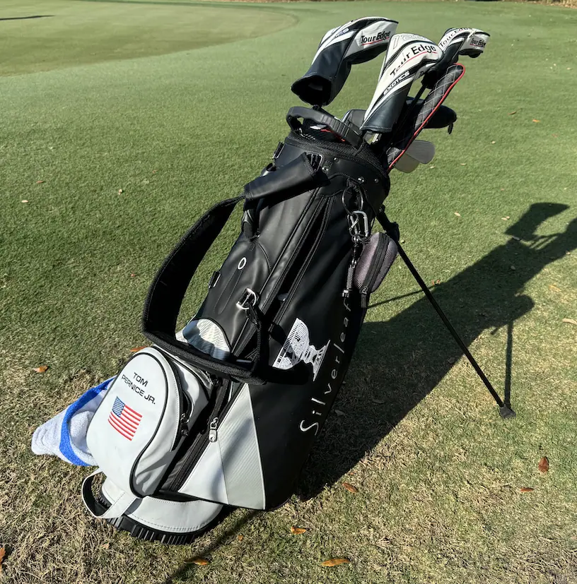 Tom Pernice Jr WITB 2024 showing his full golf bag with American Flag logo